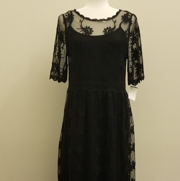 Xhilaration Sheer Embroidered Dress Medium Midi - Picture 3 of 4